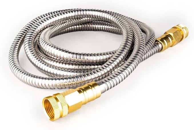 Stainless Steel Garden Hose: Durable Quality Metal with High-pressure Water Output for Gardeners(10FT)
