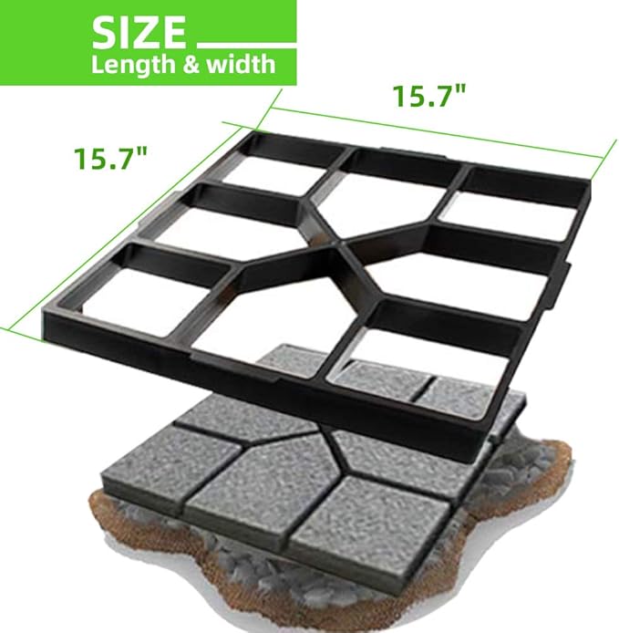 CJGQ 15.7"x15.7"x1.57"Walk Maker Reusable Concrete Path Maker Molds Stepping Stone Paver (Square 2-Pack)