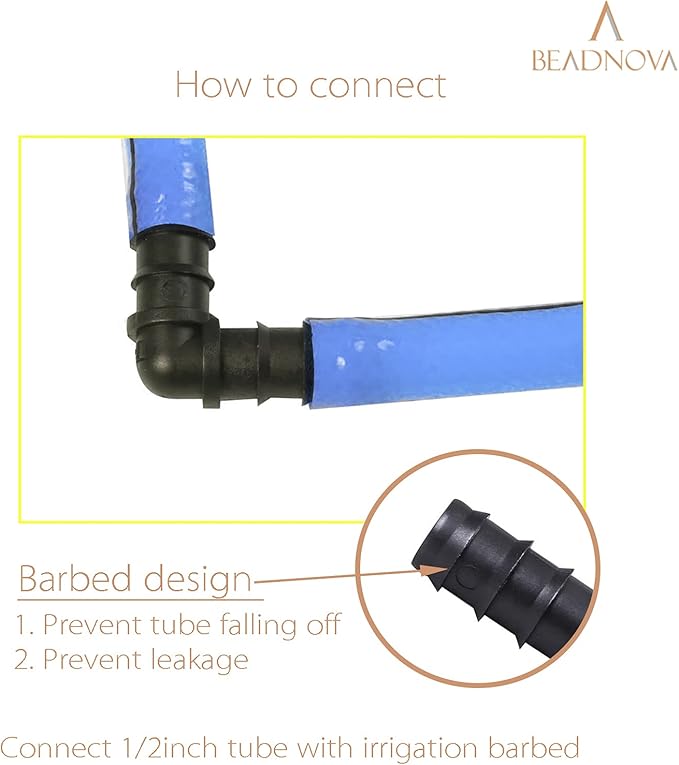 BEADNOVA Drip Irrigation Connectors 30 Pcs 1/2 Inch Barbed Connector Elbow Couplings Irrigation Connectors for 1/2 Inch Drip Tubing Water Tubing Gardening Irrigation Supplies (30pcs)