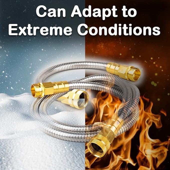 Stainless Steel Garden Hose: Durable Quality Metal with High-pressure Water Output for Gardeners(1FT)