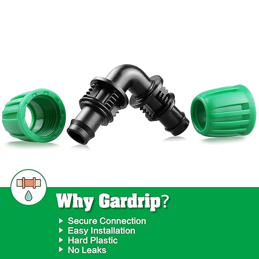 Drip Irrigation 1/2" Elbow Fittings:1/2 Inch Drip Line Lock Barbed 90 Degree Elbow Connectors for 1/2 Drip Irrigation Tubing (1/2" ID x 0.640" OD) Anti-Drop Drip Irrigation Parts (12 Pieces)