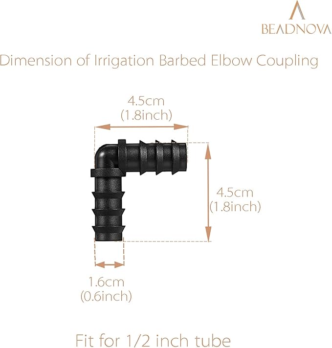 BEADNOVA Drip Irrigation Connectors 30 Pcs 1/2 Inch Barbed Connector Elbow Couplings Irrigation Connectors for 1/2 Inch Drip Tubing Water Tubing Gardening Irrigation Supplies (30pcs)