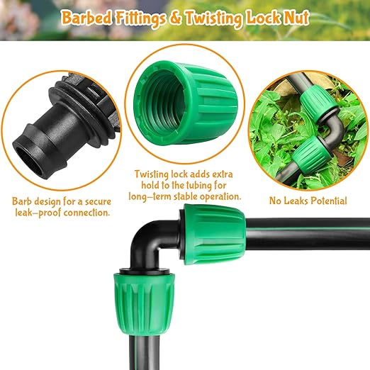 Drip Irrigation 1/2" Elbow Fittings:1/2 Inch Drip Line Lock Barbed 90 Degree Elbow Connectors for 1/2 Drip Irrigation Tubing (1/2" ID x 0.640" OD) Anti-Drop Drip Irrigation Parts (12 Pieces)