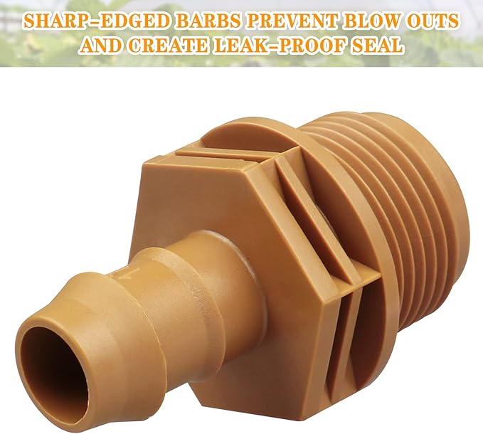 1/2 Inch Threaded Drip Irrigation Male Adapter:Drip Irrigation Universal PVC Adapter 3/4" Male Pipe Thread (MPT) x 1/2" Barb Coupling Swing Pipe Irrigation Fittings (10 Pack)