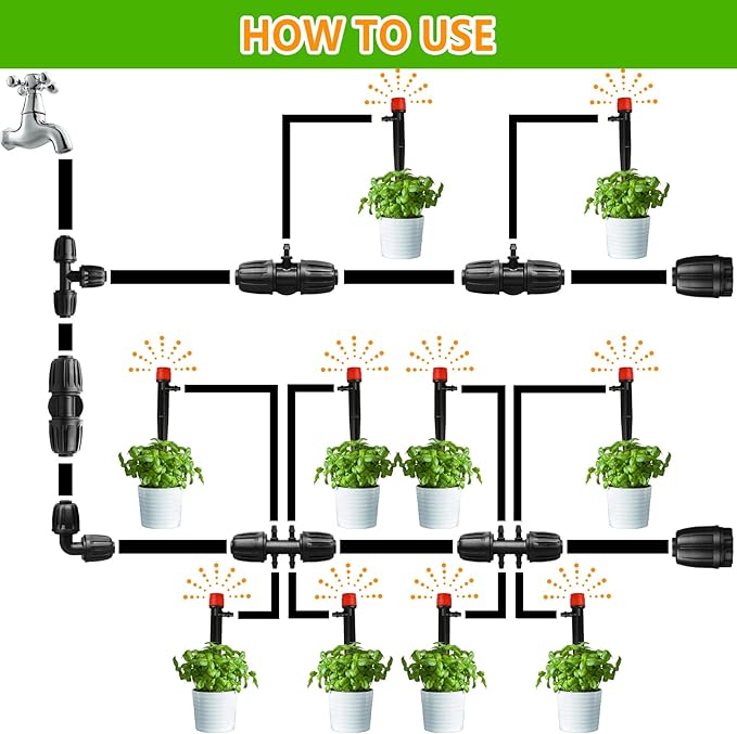 Drip Irrigation Fittings for 1/2 Inch Tubing (0.60"-0.63" OD), 10 Pieces Barbed Tee Drip Parts Locked Tee Connectors, 3 Way Drip Line Nuts Connectors for 1/2" Drip Irrigation Hose (13mm ID)