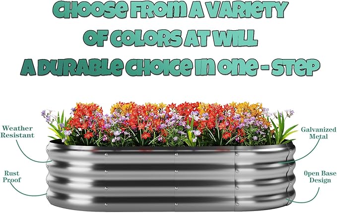 Galvanized Metal Planter Round Raised Garden Bed Kit for Gardening Outdoor,2x2x1ft Grow Garden Box Raised Flower Bed,Round Galvanized Planter Outdoor Metal Fire Pit Ring