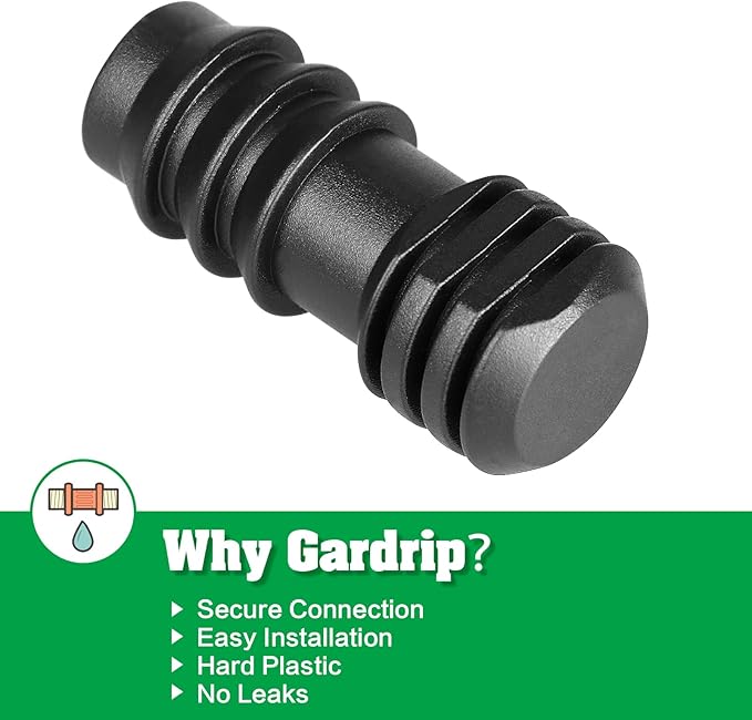 1/2" Drip Irrigation End Plug:13mm ID Barbed End Cap Irrigation Fittings for 1/2 Inch Irrigation Tubing (0.520"ID-0.640" OD) Drip Line Goof Plug Connector for Garden Irrigation System(15 Pack)