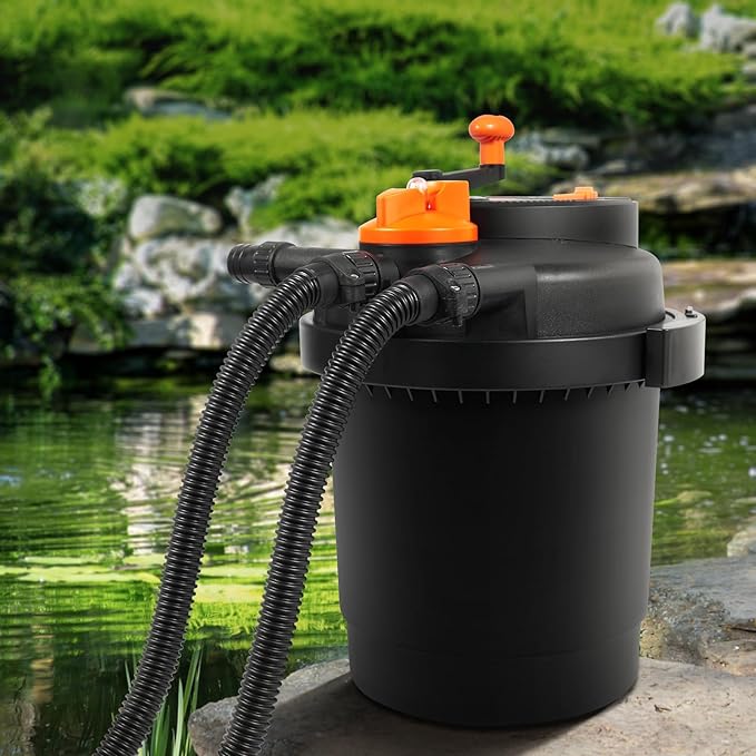 VEVOR Bio Pressure Pond Filter, Up to 2000 Gallons, with 13W UV-C Light, 1840 GPH, Pressurized Biological Pond Filter System Filtration Equipment for Fountain Pool, Koi Fish Aquarium Tank Garden Water
