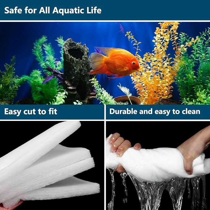 White Koi Pond Filter Pad Fine Bulk - Cut to Fit - Durable Fish Pond Filter Media - Water Garden Aquariums Filter Material - 39.6" (3.3 ft) x 12" x 3/5" - 4/5" Thickness - 2 Pack