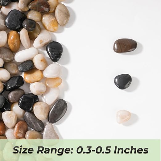 SIDONG 10 LB Mixed River Rocks, 0.3-0.5 Inches High Polished Pebbles for Indoor Plants, Aquarium Rocks Used in Fish Tank, Decorative Stones for Plants, Vases, Home DΓ©cor, Crafting, Garden Landscaping