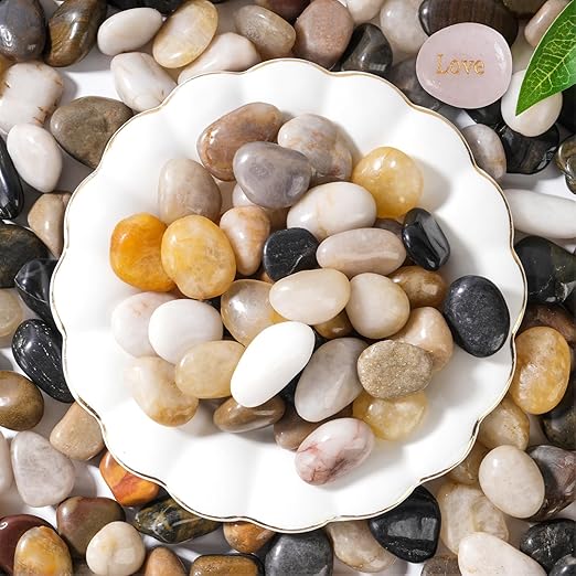 SIDONG 10 LB Mixed River Rocks, 0.3-0.5 Inches High Polished Pebbles for Indoor Plants, Aquarium Rocks Used in Fish Tank, Decorative Stones for Plants, Vases, Home DΓ©cor, Crafting, Garden Landscaping