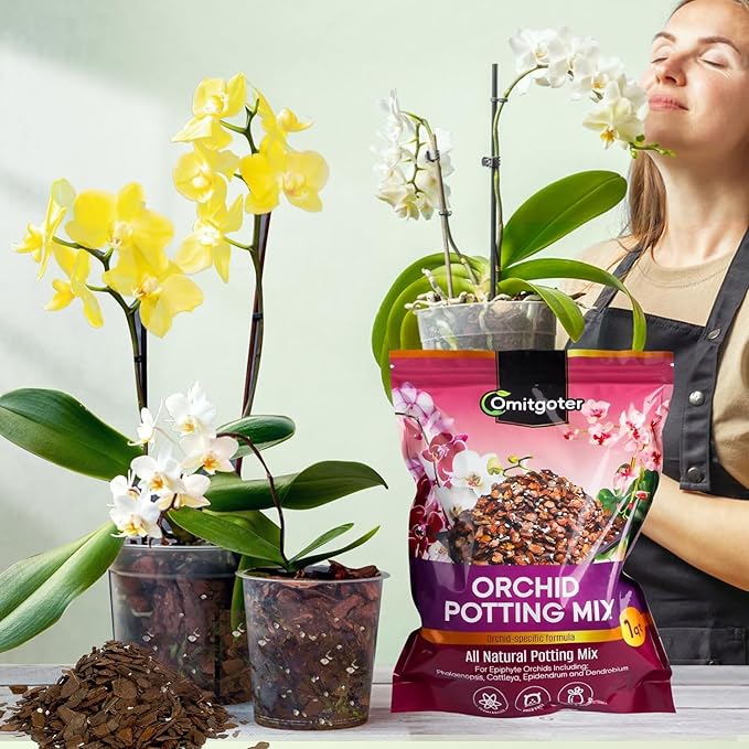 Orchid Potting Mix 4qt, Premium Orchid Soil Medium for Potting, Repotting, Enhanced Drainage, Air Flow & Root Ventilation