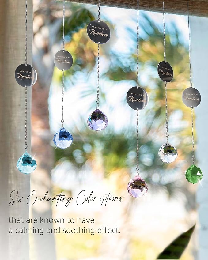 Memorial Gifts for Loss of Loved One, Unique Sympathy Gift Idea Navy Blue Crystal Ball Window Suncatcher, Rainbow Bereavement Grief Gift Box for Loss of Mom Dad Husband Son Daughter