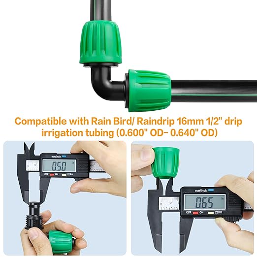 Drip Irrigation 1/2" Elbow Fittings:1/2 Inch Drip Line Lock Barbed 90 Degree Elbow Connectors for 1/2 Drip Irrigation Tubing (1/2" ID x 0.640" OD) Anti-Drop Drip Irrigation Parts (12 Pieces)