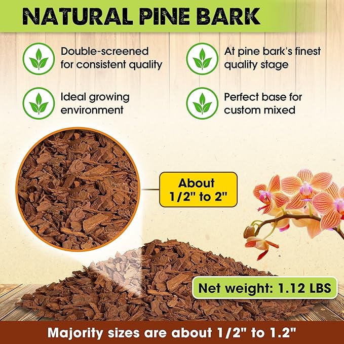 DUSPRO RECYCLE Orchid Bark Bulk, Fine Orchid Bark for Plants, Optimal Texture Bark for Orchids, Ideal Wood Chips for Plants, Plant Bark for Potting, Bark Soil for Plants (2qt, Standard Bark)