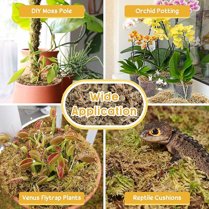 Legigo 3.3LBS Premium Sphagnum Moss for Plants- 60QT Natural Succulent Carnivorous Plant Moss Dried, Long Fiber Orchid Moss for Orchid Repotting Succulent Sarracenia Potted Plants Gardening & Reptiles