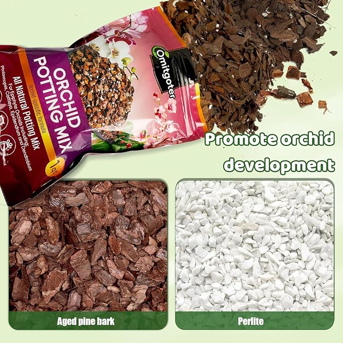 Orchid Potting Mix 4qt, Premium Orchid Soil Medium for Potting, Repotting, Enhanced Drainage, Air Flow & Root Ventilation