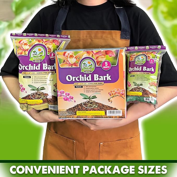 DUSPRO RECYCLE Orchid Bark Bulk, Fine Orchid Bark for Plants, Optimal Texture Bark for Orchids, Ideal Wood Chips for Plants, Plant Bark for Potting, Bark Soil for Plants (2qt, Standard Bark)