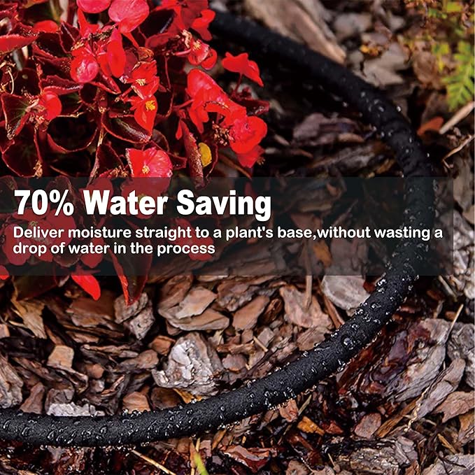 Durable Soaker Hose for Garden: 1/2" Diametere with Drip Irrigation Fittings Kit - Save 70% Water For Lawn/Flower beds/Vegetable (25FT)