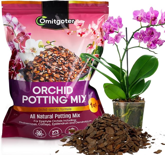 Orchid Potting Mix 4qt, Premium Orchid Soil Medium for Potting, Repotting, Enhanced Drainage, Air Flow & Root Ventilation