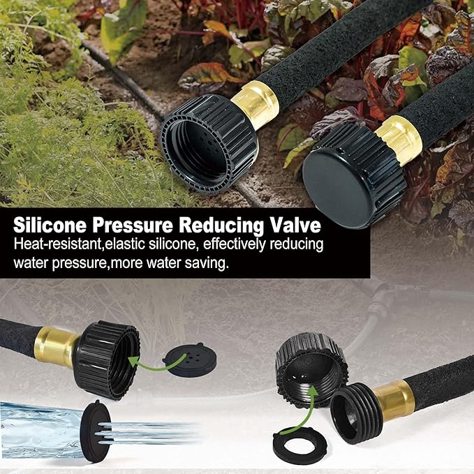 Durable Soaker Hose for Garden: 1/2" Diametere with Drip Irrigation Fittings Kit - Save 70% Water For Lawn/Flower beds/Vegetable (25FT)