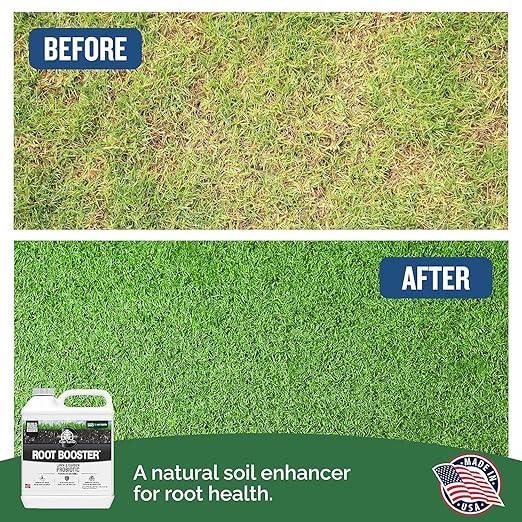 Turf Titan Root Booster - Made in USA, Soil Conditioner and Probiotic and Micronutrient Booster for All Lawn, Plants, Flowers, Trees, Shrubs, Better and Richer Garden Soil, Lawn Care - 2.5 Gallon