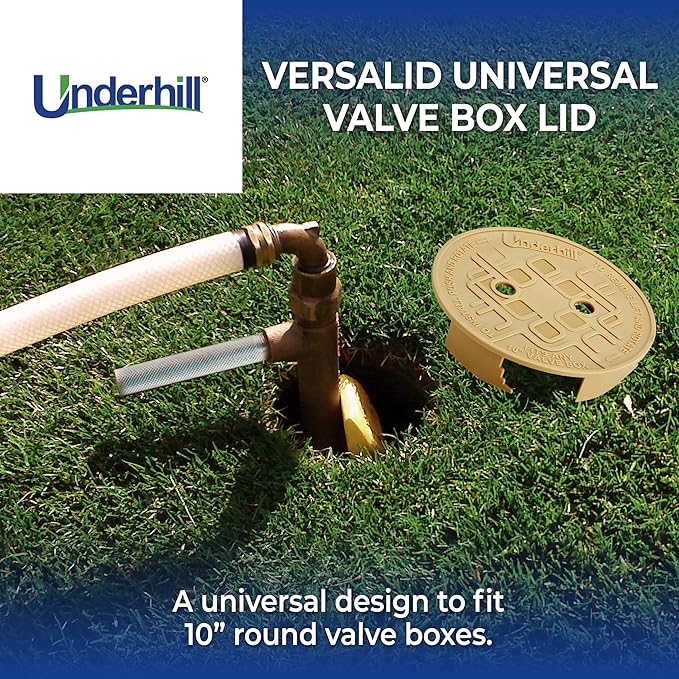 Underhill Sprinkler Valve Round Box Lid, VersaLid 10 Inch Universal Cover for Automatic Irrigation System, Tan, VL-10T-4, 4 Pack