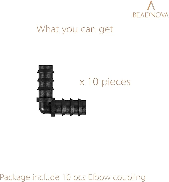 BEADNOVA Drip Irrigation Parts 10 Pcs 1/2 Inch Barbed Elbow Couplings Drip Irrigation Fittings Drip Line Connectors for 1/2 Inch Irrigation Tubing Garden Watering System (10pcs)