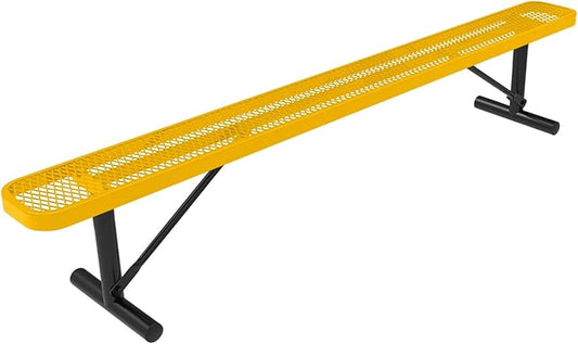 Coated Outdoor Furniture Heavy-Duty Portable Outdoor Bench Thermoplastic Coated, Expanded Metal, Commercial-Grade Seating, Made in America (Portable Without Back, 8 Ft, Yellow)