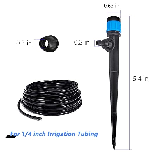 50Pcs Drip Irrigation Emitters with Lock, Adjustable 360 Degree Water Flow Irrigation Drippers for 1/4" Drip Irrigation Tubing, Micro Spray Drip System Parts for Garden Irrigation System
