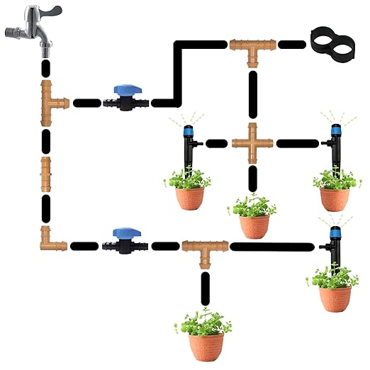 26 Pieces Drip Irrigation Fittings Kit for 1/2 Inch Tubing, Drip Irrigation Parts for Drip Sprinkler System- 7 Couplings, 7 Tees, 6 Elbows, 6 Plugs Drip Line Connectors