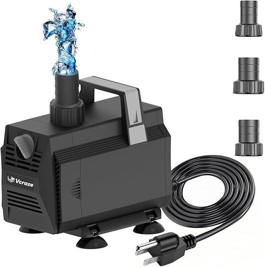 Submersible Water Pump 1050GPH/55W Fountain Pumps with Flow Control, Pond Pump Submersible Outdoor with 10ft 3-Core Power cable for Hydroponics, Aquarium, Waterfall, Statuary, Water feature