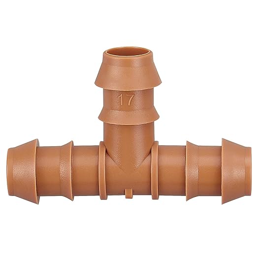 24 Pieces Drip Irrigation Barbed Tee Fittings for 1/2” Tubing (0.600”ID) - Drip Tees (17mm) Irrigation Tubing Connectors for Drip Sprinkler Garden Lawn Systems