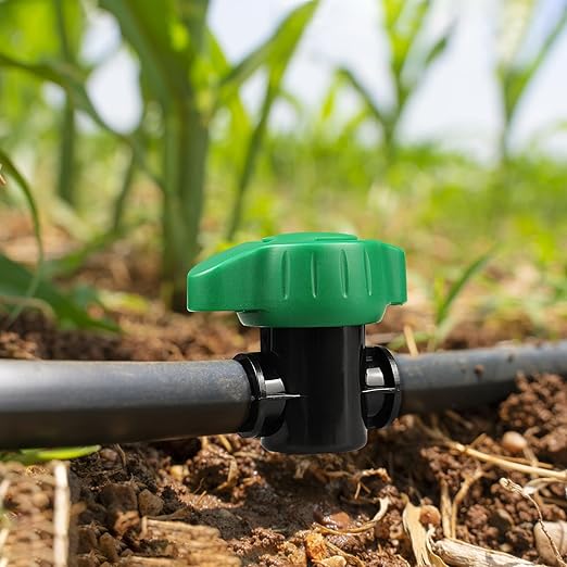 Drip Irrigation 1/2" Barbed Valve, 3 Pack Drip Irrigation Parts 1/2" Shut Off Valves for 1/2 Inch Drip Irrigation Tubing (.570-. 620" ID), Barbed Cut Off Switch Valve for Drip Irrigation System
