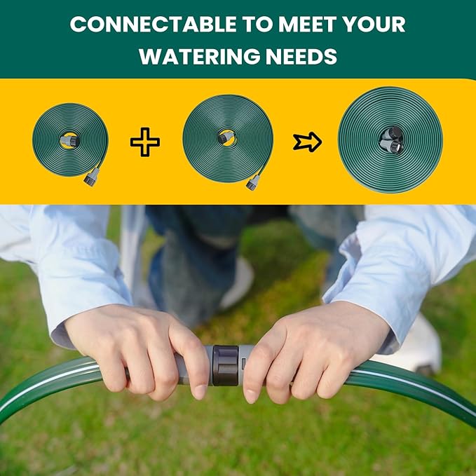 Sprinkler Soaker Hose 50ft for Garden Lawn, Watering Hose with Holes, High-Efficiency Water-Saving Garden Irrigation System, Drip Hose Sprinkler
