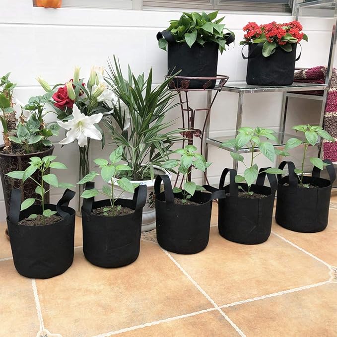 JERIA 12-Pack 3 Gallon, Vegetable/Flower/Plant Grow Bags, Aeration Fabric Pots with Handles (Black), Come with 12 Pcs Plant Labels
