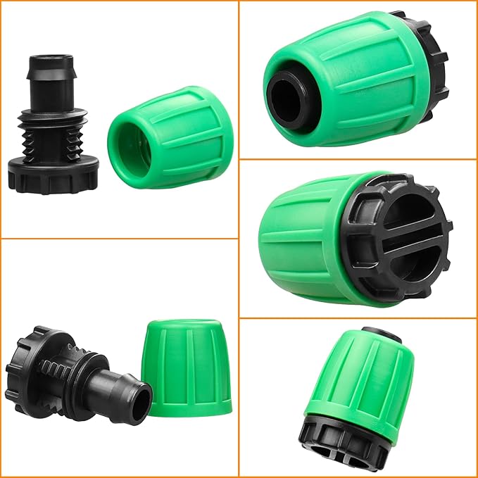 Drip Irrigation Fittings for 1/2 inch Tubing (0.60"-0.63" OD), 16 Pieces Barbed Locked End Plug Connectors, End Caps Drip Line Nuts Connectors for Drip Irrigation Hose (13mm ID)