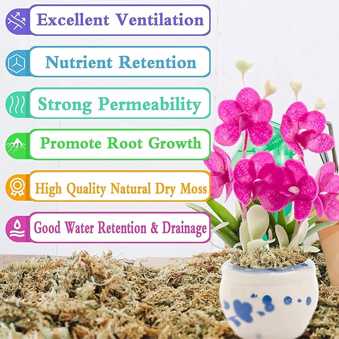 Legigo 5.3oz Premium Sphagnum Moss Potting Mix- Natural Succulent Carnivorous Plants Moss Dried, Plant Growing Medium for Orchid Succulent Sarracenia Orchid Gardening Plants Reptiles, 6 QT