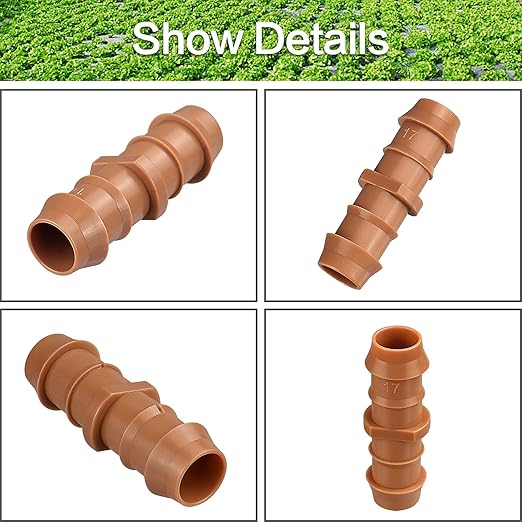 Drip Irrigation Fittings Barbed Couplings, 28 Pieces Drip Irrigation Coupler Connectors for 1/2 Inch Tubing, Drip Irrigation Tubing 0.600" ID 17mm Coupling Parts for Patio Lawn Garden Systems