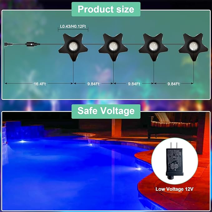 Outdoor Ground Lights 2, 46ft Pond Lights for Patio Decorations, RGB Colored Pathway Light with Music Sync, Underwater DIY Scene Modes for Pool Waterfall, Works with Alexa, Google Assistant