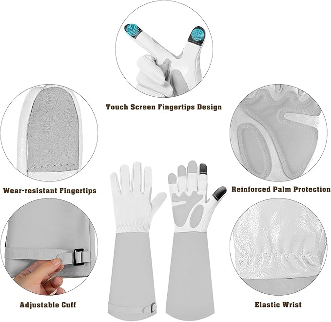 Long-Gardening-Gloves for Women/Men - Thorn Proof Rose Pruning Gloves Heavy Duty Gauntlet-S