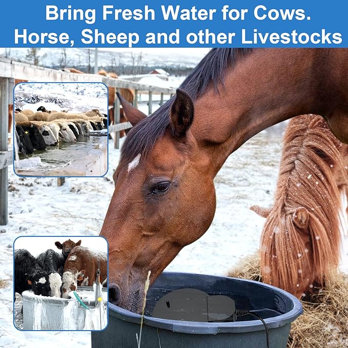 Bird Bath Heater,Pond Heater 500W,Full-Covered Aluminum Bird Bath Heater for Outdoors in Winter,Stock Tank Heater with Thermostatically Controlled,Chicken Water Heater-Deicer,livestock water heater