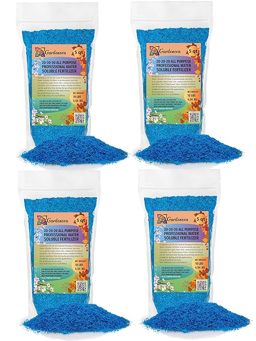 Premium 20-20-20 All-Purpose Soil Fertilizer by Gardenera - Ideal for Flowers, Plants, Vegetables, Fruit Trees and Lawns - 20 Quart