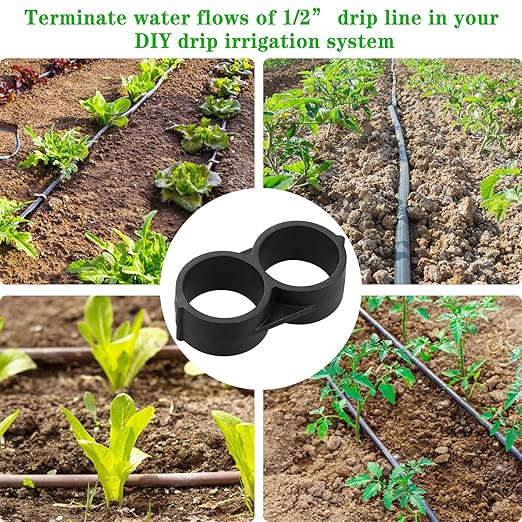 Drip Irrigation End Plug：20 Pack Drip Irrigation End Closure Parts Fits for 1/2 Inch Drip Irrigation Tubing 17mm 0.600" ID Goof Plug Connectors for Patio Lawn Garden