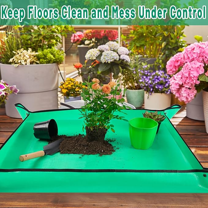 39" X 39" Extra Large Repotting Mat for Indoor Plant Transplanting and Dirt Control, Portable Potting Tray Succulent Planting Mat Gardening Gifts for Plant Lovers