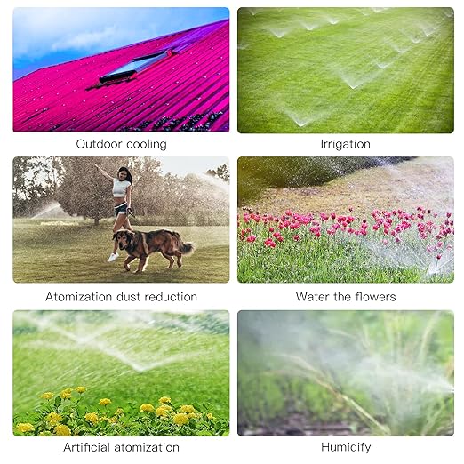 MSDADA 50pcs Micro Spray Adjustable Flow Irrigation Drippers, Garden Adjustable Sprinkler drip Irrigation Mister Heads with 3 Tee Irrigation Misting Drip Kit (Green)