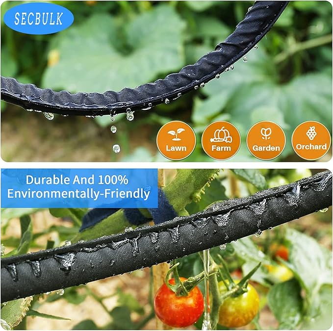 2025 Flat Soaker Hose 75 ft with Stakes for Garden, 75ft Linkable Drip Hose Diy Garden Irrigation System Saving 80% Water, Dual-layer Leak-free Design Water Hose with Holes