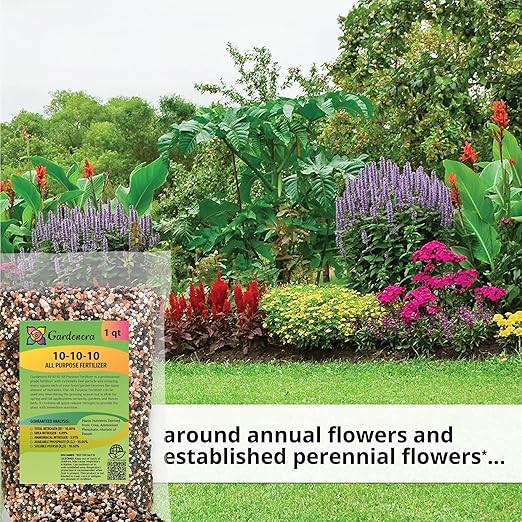 All-Purpose Planting and Growing Food 10-10-10 Fertilizer by Gardenera - Boost Your Garden's Growth - 2 Quart