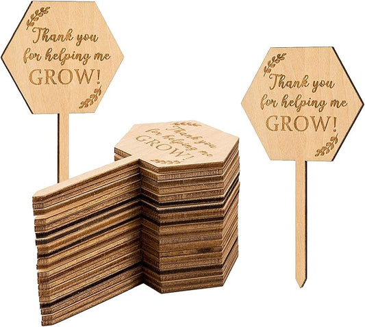 Thank You for Helping Me Grow Succulent Tags Teacher Appreciation Gifts, PARBEE 20PCS Hexagon Plant Stakes Labels Gift for Mother's Day Christmas Thanksgiving Baby Shower