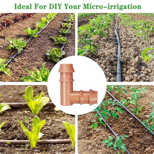 Drip Irrigation Barbed Elbow：20 Pack Drip Irrigation Elbow Parts Fits for 1/2 Inch Drip Irrigation Tubing 17mm 0.600" ID Elbow Connectors for Patio Lawn Garden